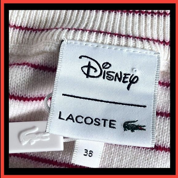 LACOSTE X DISNEY Collaboration Collector Minnie Striped Women Crewneck Sweater M - Picture 8 of 15